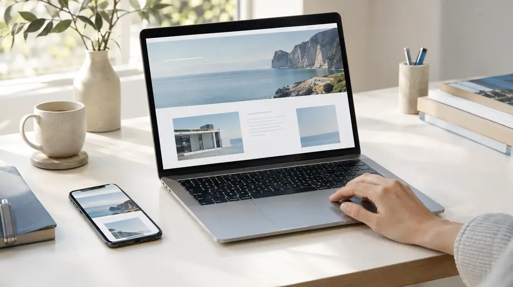 A modern business website on laptop and phone